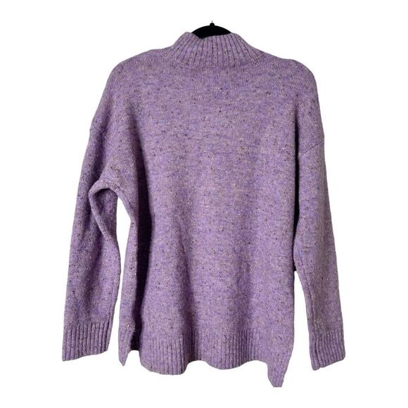 Well Worn Womens Mock Neck High Low Hem Purple Cozy Soft Nep Yarn Sweater Small - Picture 4 of 10